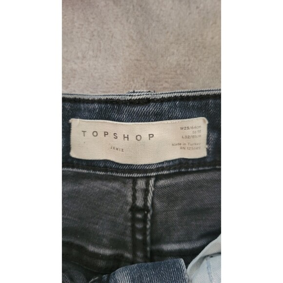 Topshop Black Washed Denim Jeans - Picture 3 of 4